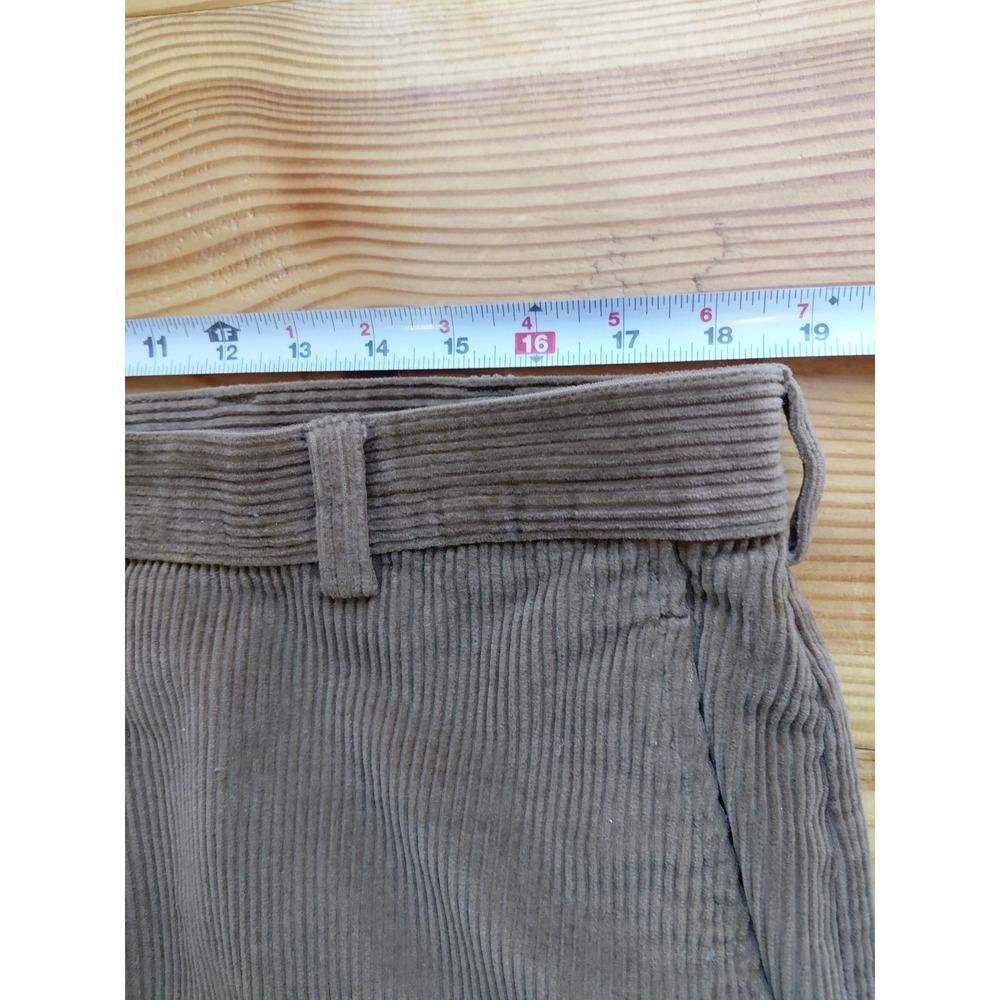 90's Jos. A Bank Wide Whale Corduroy Brown Flat Front Classic Trouser Pant 38x32 - Picture 7 of 8